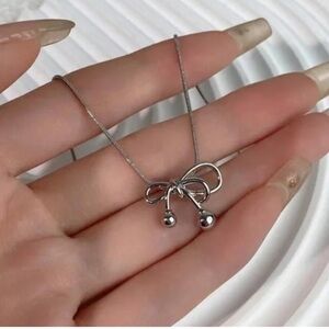 Silver Bow Toe Dainty Elegant Fashion Necklace